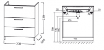 Meuble sous table Odeon Rive Gauche 70cm 3 tiroirs Laque - JACOB DELAFON Réf. EB2531-Rx-TL