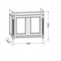 Meuble sous vasque Cléo 1889 90cm 2 portes Laque 5 finitions au choix (vasque en option) - Jacob Delafon Réf. EB726-LM