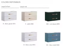 Meuble sous vasque double Belem 120cm 2 tiroirs Blanc craie mat (vasque en option) - O\'DESIGN Réf. CAIS-BELEM1200BM