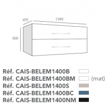 Meuble sous vasque double Belem 140cm 2 tiroirs Bleu Cobalt - O\'DESIGN Réf. CAIS-BELEM1400BC