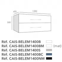 Meuble sous vasque double Belem 140cm 2 tiroirs Noir absolu (vasque en option) - O\'DESIGN Réf. CAISBELEM1400NM