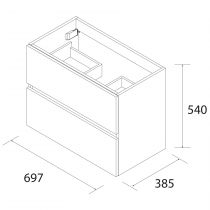 Meuble sous-vasque FUSSION LINE F40 2 tiroirs Blanc brillant - SALGAR Réf. 96688