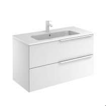 Meuble sous vasque Mio 100cm 2 tiroirs Blanc mat / poignée Blanc - ROYO Réf. 126358
