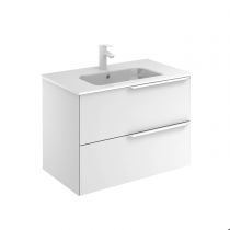 Meuble sous vasque Mio 80cm 2 tiroirs Blanc mat / poignée Blanc - ROYO Réf. 126353