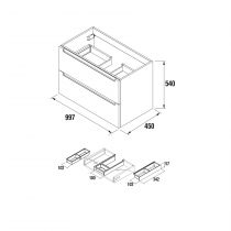 Meuble sous-vasque MONTERREY 100cm 2 tiroirs ANnthracite mat (plan-vasque en option) - SALGAR Réf.