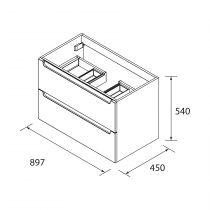 Meuble sous-vasque MONTERREY 90cm 2 tiroirs Chêne naturel (vasque en option) - SALGAR Réf. 9