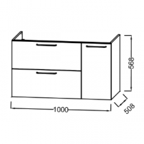 Meuble sous-vasque Odéon Rive Gauche 100cm 2 tiroirs + 1 porte Laque - JACOB DELAFON Réf. EB2544-Rx-TL