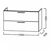 Meuble sous-vasque Odéon Rive Gauche 100cm 2 tiroirs Laque - JACOB DELAFON Réf. EB2524-Rx-TL