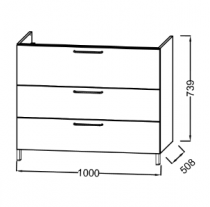 Meuble sous-vasque Odéon Rive Gauche 100cm 3 tiroirs Laque - JACOB DELAFON Réf. EB2534-Rx-TL