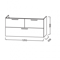 Meuble sous-vasque Odéon Rive Gauche 120cm 2 tiroirs + 1 grand Laque - Jacob Delafon Réf. EB2545-Rx-TL