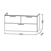 Meuble sous-vasque Odéon Rive Gauche 120cm 2 tiroirs + 1 grand Mélaminé - Jacob Delafon Réf. EB2545-Rx-MM