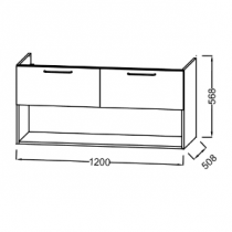 Meuble sous-vasque Odéon Rive Gauche 120cm 2 tiroirs + 1 niche Laque - JACOB DELAFON Réf. EB2555-RX-TL