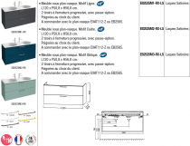 Meuble sous-vasque Odéon Rive Gauche 120cm 2 tiroirs Façade motif laque satinée (16 coloris) - Jacob Delafon Réf. EB2525Mx-Rx-LS