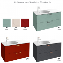 Meuble sous-vasque Odéon Rive Gauche 120cm 2 tiroirs Façade motif laque satinée (16 coloris) - Jacob Delafon Réf. EB2525Mx-Rx-LS