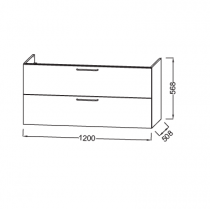 Meuble sous-vasque Odéon Rive Gauche 120cm 2 tiroirs Laque - Jacob Delafon Réf. EB2525-Rx-TL