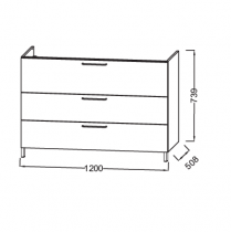 Meuble sous-vasque Odéon Rive Gauche 120cm 3 tiroirs Laque - Jacob Delafon Réf. EB2535-Rx-TL