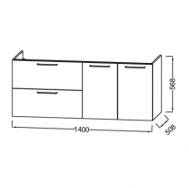 Meuble sous-vasque Odéon Rive Gauche 140cm 2 tiroirs / 2 portes Mélaminé - Jacob Delafon Réf. EB2546-Rx-MM