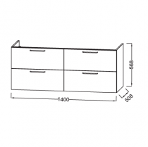 Meuble sous-vasque Odéon Rive Gauche 140cm 4 tiroirs Mélaminé - Jacob Delafon Réf. EB2526-Rx-MM