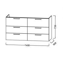 Meuble sous-vasque Odéon Rive Gauche 140cm 6 tiroirs Laque - Jacob Delafon Réf. EB2536-Rx-TL