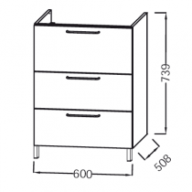 Meuble sous-vasque Odeon Rive Gauche 60cm 3 tiroirs Laque - JACOB DELAFON Réf. EB2530-Rx-TL