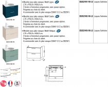 Meuble sous-vasque Odéon Rive Gauche 70cm 2 tiroirs Façade motif laque satinée (16 coloris) - Jacob Delafon Réf. EB2521Mx-Rx-LS