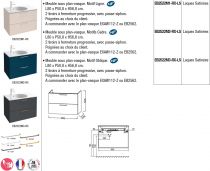 Meuble sous-vasque Odéon Rive Gauche 80cm 2 tiroirs Façade motif laque satinée (16 coloris) - Jacob Delafon Réf. EB2522Mx-Rx-LS
