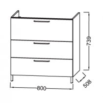 Meuble sous-vasque Odéon Rive Gauche 80cm 3 tiroirs Mélaminé - JACOB DELAFON Réf. EB2532-Rx-MM