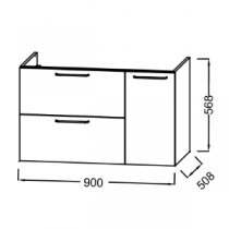 Meuble sous-vasque Odéon Rive Gauche 90cm 2 tiroirs + 1 porte Laque - JACOB DELAFON Réf. EB2543-Rx-TL