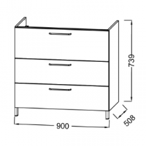 Meuble sous-vasque Odéon Rive Gauche 90cm 3 tiroirs Laque - JACOB DELAFON Réf. EB2533-Rx-TL