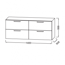 Meuble sous vasque ou commode Odéon Rive Gauche BOIS MASSIF L140 4 tiroirs (4 coloris) - JACOB DELAFON Réf. EB3086-Rx-Px