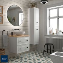 Meuble sous-vasque RENOIR 60cm 2 tiroirs White cotton mat (vasque & poignées en option)  - SALGAR Réf. 91299
