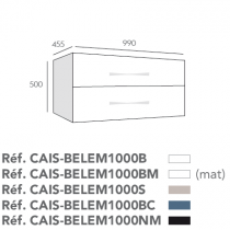 Meuble sous vasque suspendu Belem 100cm 2 tiroirs Cobalt Belem - O\'DESIGN Réf. CAIS-BELEM1000BC