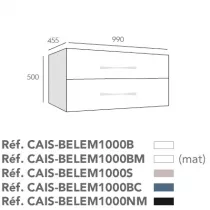 Meuble sous vasque suspendu Belem 100cm 2 tiroirs Noir absolu (vasque en option) - O\'DESIGN Réf. CAISBELEM1000NM