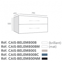 Meuble sous vasque suspendu Belem 80cm 2 tiroirs Sable - O\'DESIGN Réf. CAIS-BELEM800S