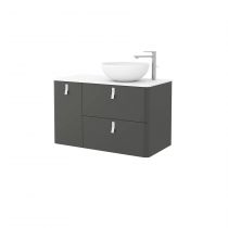 Meuble sous-vasque UNIIQ 120cm 1 porte 2 tiroirs Anthracite mat (poignées en option) - SALGAR Réf. 24669