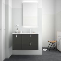 Meuble sous-vasque UNIIQ 120cm 1 porte 2 tiroirs Anthracite mat (poignées en option) - SALGAR Réf. 24669