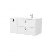 Meuble sous-vasque UNIIQ 120cm 1 porte 2 tiroirs Blanc mat (poignées en option)  - SALGAR Réf. 24670