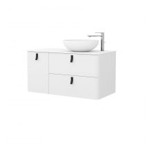 Meuble sous-vasque UNIIQ 120cm 1 porte 2 tiroirs Blanc mat (poignées en option)  - SALGAR Réf. 24670