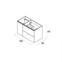 Meuble sous-vasque UNIIQ 120cm 1 porte 2 tiroirs Humo (poignées en option) - SALGAR Réf. 24676