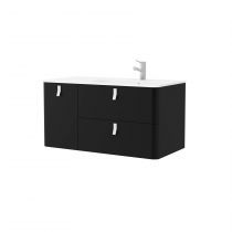 Meuble sous-vasque UNIIQ 120cm 1 porte 2 tiroirs Noir mat (poignées en option) - SALGAR Réf. 24677