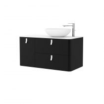 Meuble sous-vasque UNIIQ 120cm 1 porte 2 tiroirs Noir mat (poignées en option) - SALGAR Réf. 24677