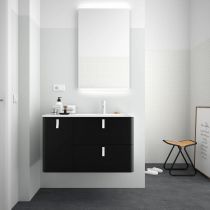 Meuble sous-vasque UNIIQ 120cm 1 porte 2 tiroirs Noir mat (poignées en option) - SALGAR Réf. 24677