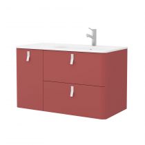 Meuble sous-vasque UNIIQ 120cm 1 porte 2 tiroirs Rojo (poignées en option)  - SALGAR Réf. 24682