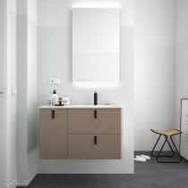 Meuble sous-vasque UNIIQ 120cm 1 porte 2 tiroirs Taupe mat (poignées en option)  - SALGAR Réf. 24674