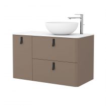 Meuble sous-vasque UNIIQ 120cm 1 porte 2 tiroirs Taupe mat (poignées en option)  - SALGAR Réf. 24674