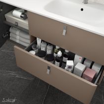 Meuble sous-vasque UNIIQ 120cm 1 porte 2 tiroirs Taupe mat (poignées en option)  - SALGAR Réf. 24674