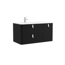 Meuble sous-vasque UNIIQ 120cm 2 tiroirs 1 porte Noir mat (poignées en option) - SALGAR Réf. 24633