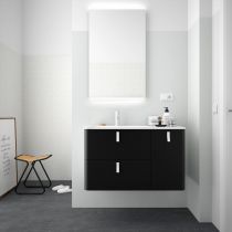 Meuble sous-vasque UNIIQ 120cm 2 tiroirs 1 porte Noir mat (poignées en option) - SALGAR Réf. 24633