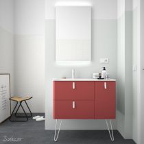 Meuble sous-vasque UNIIQ 120cm 2 tiroirs 1 porte Rojo (poignées en option)  - SALGAR Réf. 24638