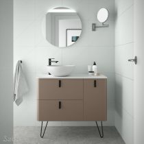 Meuble sous-vasque UNIIQ 120cm 2 tiroirs 1 porte Taupe mat (poignées en option) - SALGAR Réf. 24630